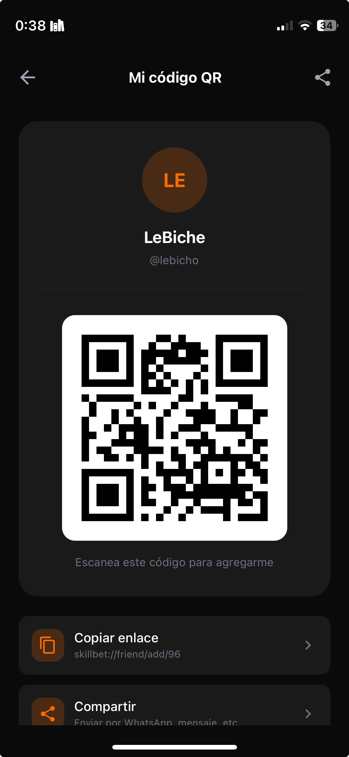 Agrega amigos en SkillBet